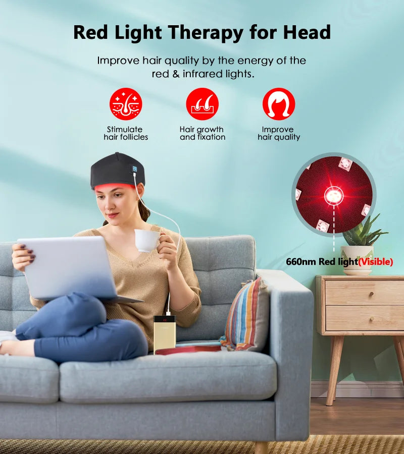 Hair Growth Cap anti Hair Loss Head Massage Stress Relief Electric Scalp Massager Infrared Light Relaxation Therapy Led Helmet